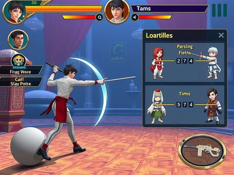 Andhra Fencing Greats tournament screen with multiple players